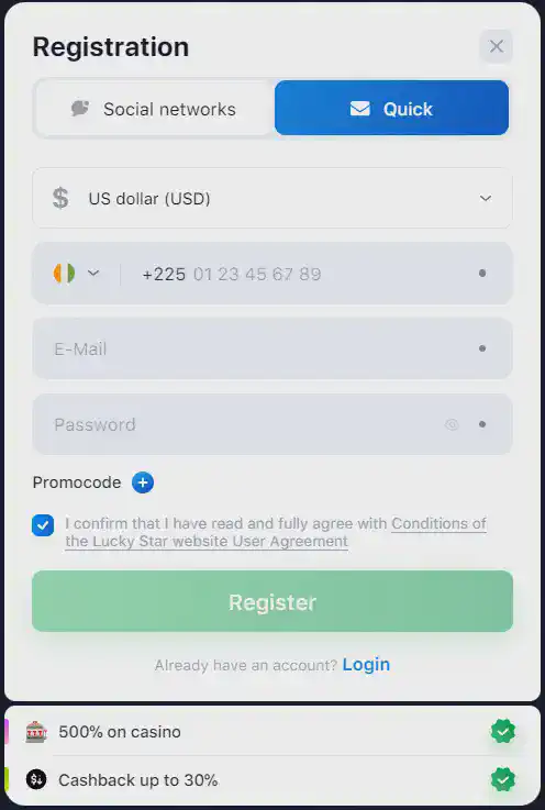 Lucky Star How to Register